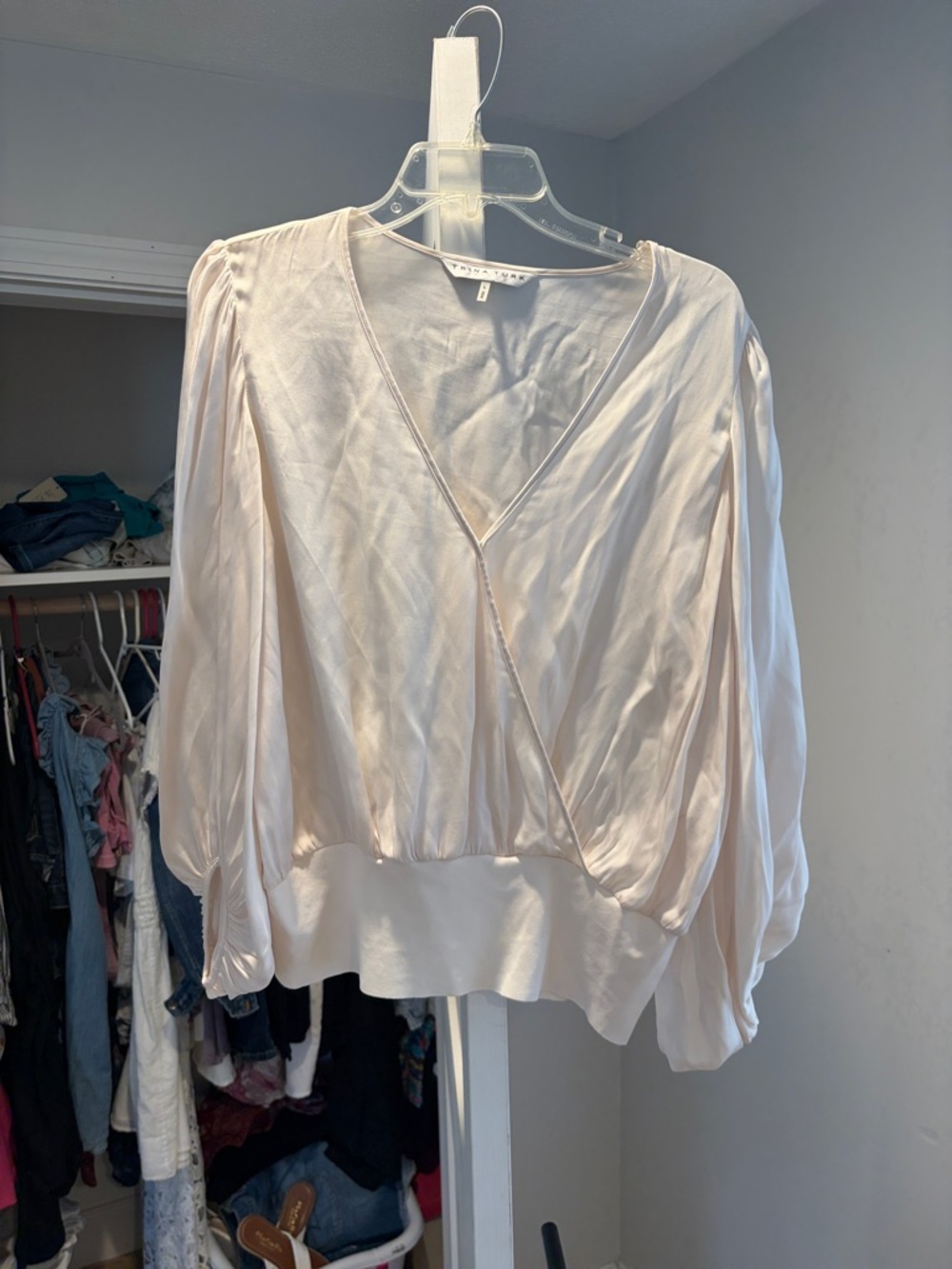 Trina Turk Women’s silky creamy Wrap-Style Blouse